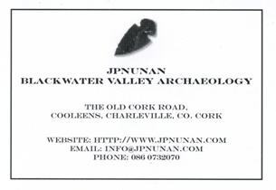 JP Nunan Blackwater Valley Archaeology Business Card